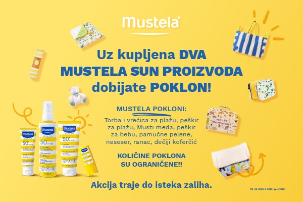 Mustela Sun akcija: uz kupovinu dva Mustela Sun proizvoda dobijate poklon